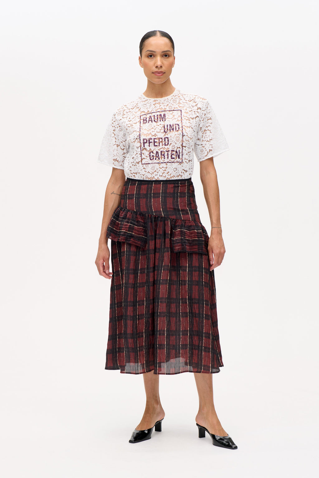 SABELA SKIRT | Dark Red Check