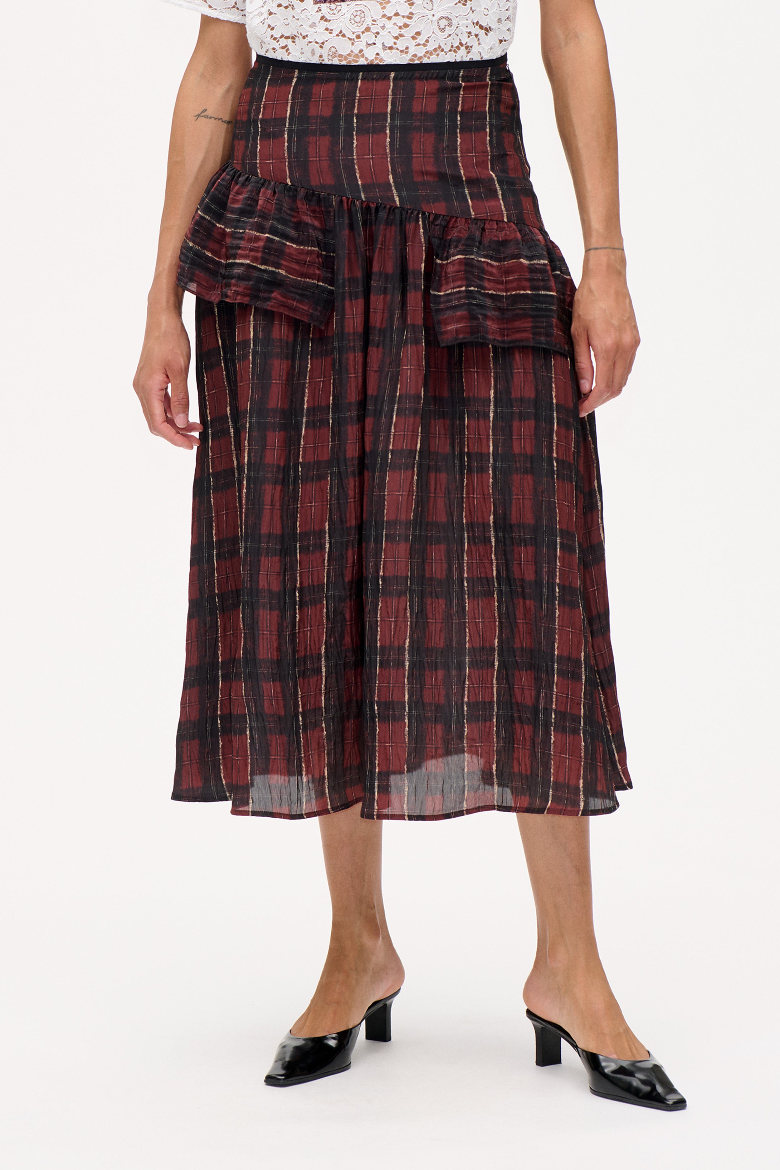 SABELA SKIRT | Dark Red Check